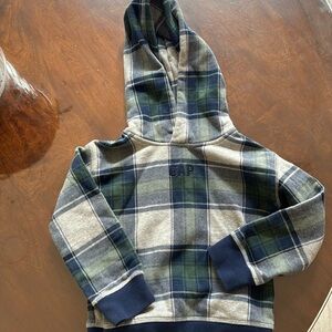 GAP, navy, Forest green and gray plaid hoodie 4T